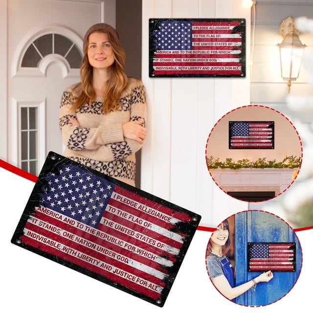 Xihbxyly Letrero Metálico con Bandera, Diseño Personalizable, Material Duradero, Perfecto para Decoración de Negocios o Del Hogar, Ideal para El Día de Los Caídos o El Día de La Independencia, Tamaño