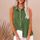thumbnail image 2 of Vestidos Casuales Para Mujer, Blusas De Mujer De Moda Camisa de verano para mujer, de moda, de color liso, sin mangas, con bolsillos y botones., 2 of 6