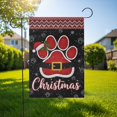 thumbnail image 2 of TiniDecor Christmas Paw Print Flag – Polyester Garden Decoration, 36” x 60” Santa Belt Pet Design, 2 of 5