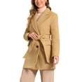thumbnail image 5 of INSPIRE CHIC Women's Notch Lapel Double Breasted Belted Mid Length Trenchcoat XS Khaki, 5 of 9