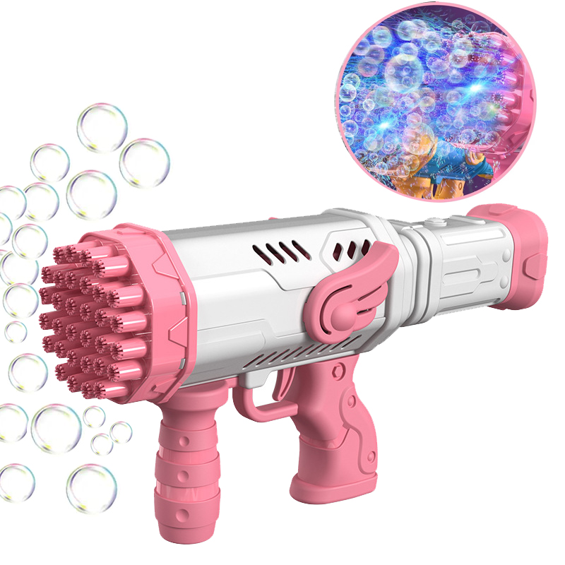 32 Holes Bubble Machine, Colorful Light Bubble Gun