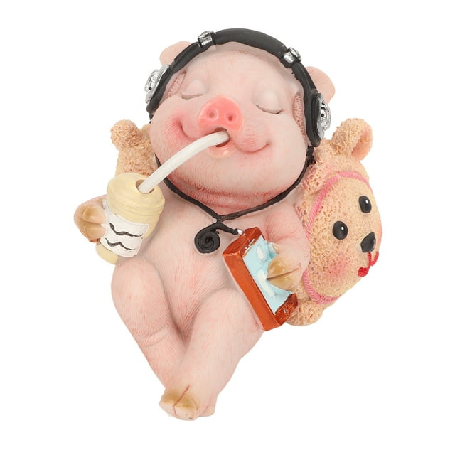 Estatua De Cerdo, Material De Resina De Decoración, Estatua De Cerdo Divertida, Dibujos Animados Musicales Casuales Para Mesa