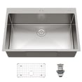 thumbnail image 3 of DSstyles Deluxe Double Bowl Undermount Kitchen Basin 22x18x9 Inch – 304 Brushed Stainless Steel, Deep Basin, Bottom Grids, Drainboard, Noise Reduction, Commercial Grade, Easy Clean, 3 of 7