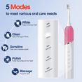 thumbnail image 3 of OasiSmile Sonic Electric Toothbrush for Adults, Patented Design 50000 VPM Deep Clean 5 Modes 120-Day Battery Rechargeable Travel Toothbrush with 4 Soft Brush Heads, Red, 3 of 6
