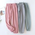 thumbnail image 3 of Pantalones holgados de algodón de verano para hombres y mujeres, pantalones de pijama de crepé de algodón, pantalones holgados antimosquitos para parejas, pantalones con aire acondicionado que se, 3 of 4