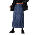 thumbnail image 3 of Seyurigaoka Ladies Long Bust Skirt, Summer Autumn Girls Retro Style Floral Printing High Waist Half Skirt for Shopping Dating, 3 of 10