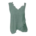 thumbnail image 3 of Endives Women's Tanks Camisole Top Summer Casual Hollow Out Solid Color Scallop Edge V Neck Tank Top Green, 3 of 4