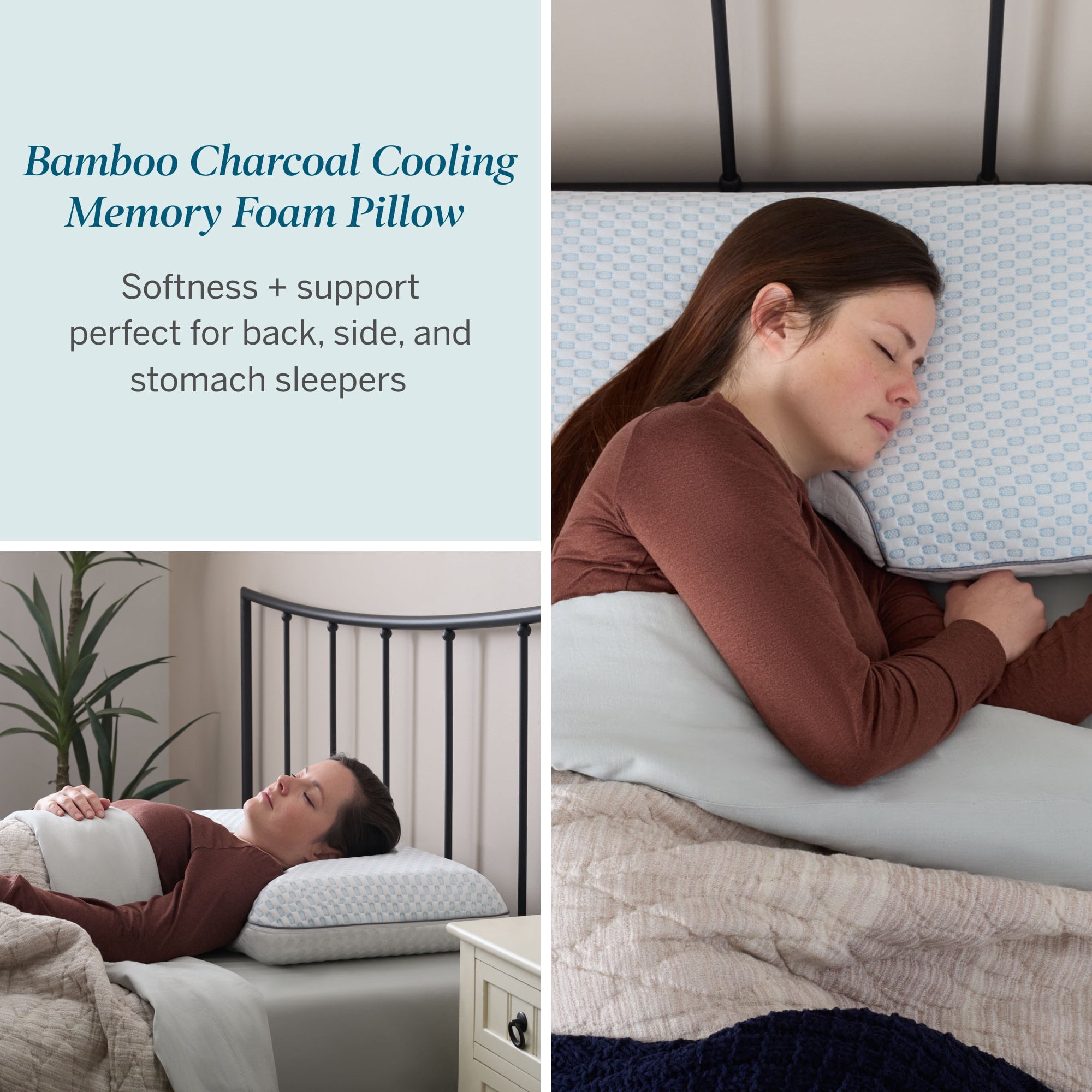 Lucid Shoulder Cutout Cooling Charcoal Gel Memory Foam Pillow, Queen