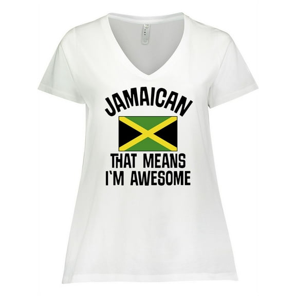 Inktastic Jamaica Awesome Jamaican Women's Plus Size V-Neck T-Shirt