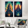 thumbnail image 1 of Designart "Dreamy Rainbow Landscape Ancient Temple Setting" Christianism Framed Wall Art Set Of 2 - Traditional Blue Frame Gallery Set For Office Decor, 1 of 6