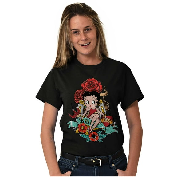 Betty Boop Love Horseshoe Tattoo Women Plus Size Graphic Tee Tees Brisco Brands 2X