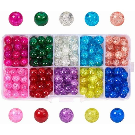 100pcs 10mm Beads 10 Color Glass Round Beads Beads for Summer Beading Friendship Bracelet Mother's Day Jewelry Making Christmas Tree Ornament diy
