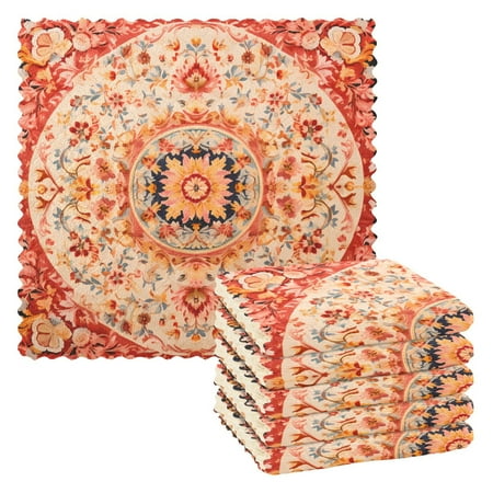 

6 Packs Elegant Mandala Design Kitchen Dish Towels Soft Absorbent Dish Cloths 11 x11