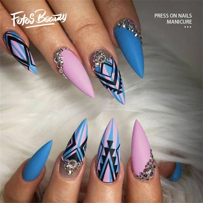 Fofosbeauty 24 pcs Long False Nails, Press-on Nails Designs 2022