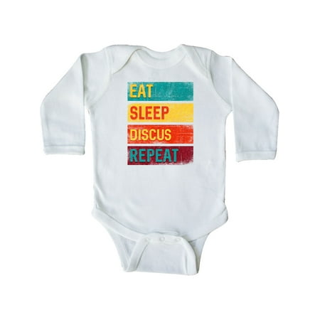 

Inktastic Discus Thrower Eat Sleep Discus Repeat Gift Baby Boy or Baby Girl Long Sleeve Bodysuit