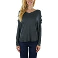 thumbnail image 5 of ToBeInStyle Women's Cutout Shoulders and V-Neck Long Sleeve Top, 5 of 7