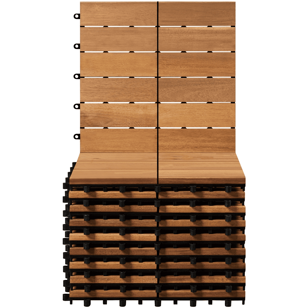 Renwick 10pcs Wood Flooring Tiles 12''x12'' for Outdoor & Indoor Patio Garden, Wood