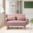 thumbnail image 1 of Sobaniilo 47" Small Modern Loveseat Sofa, Mid Century Linen Fabric 2-Seat Sofa Couch Tufted Love Seat with Back Cushions and Tapered Wood Legs for Living Room, Bedroom and Small Space (Pink), 1 of 5
