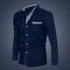 thumbnail image 2 of Camisas De Vestir Para Hombre Azul para hombre de lujo de manga larga Casual Slim Fit elegante camisas de vestir (Navy, M), 2 of 7