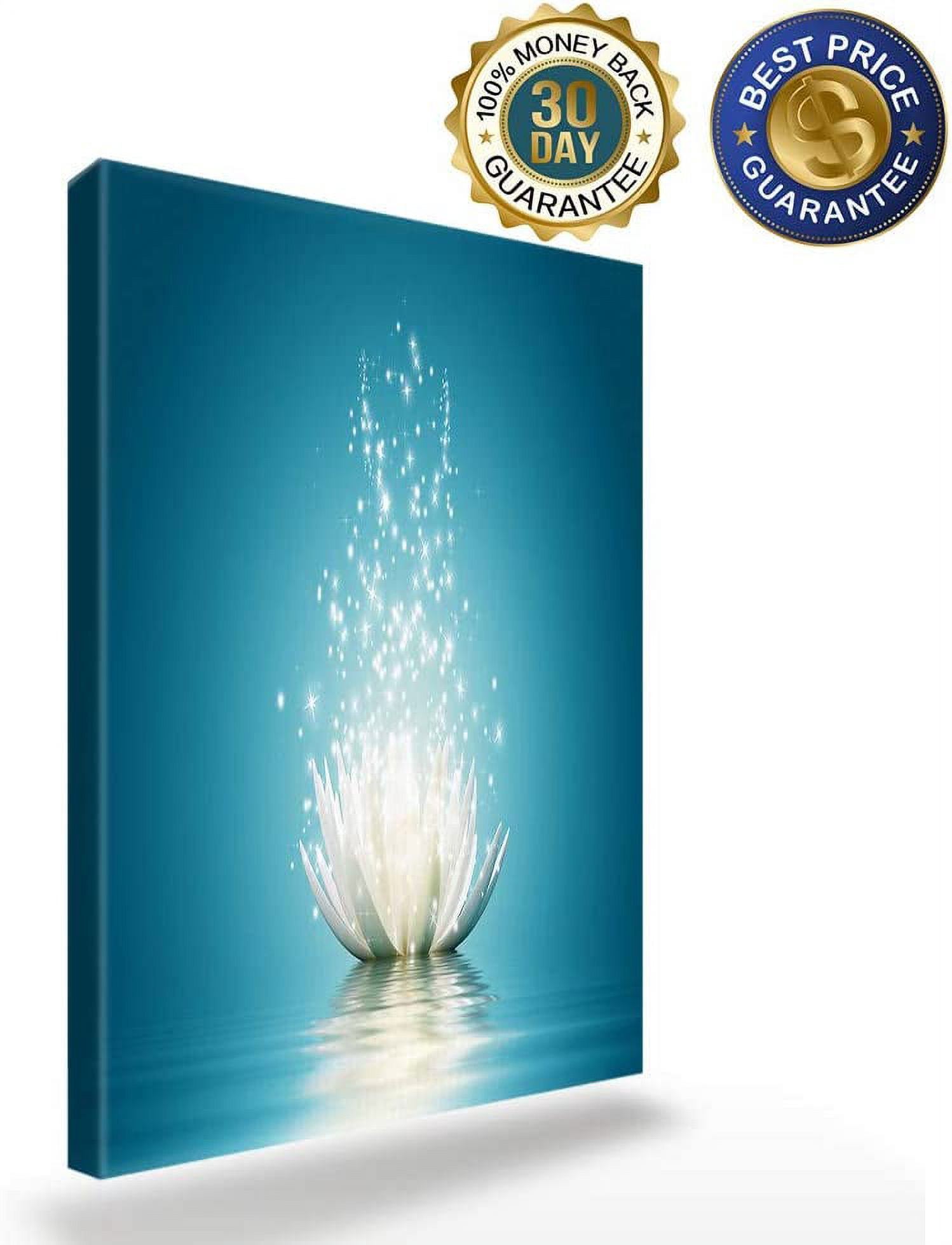 Teal Lotus Flower Canvas Wall Art Turquoise Decor for Bedroom Bathroom Abstract Picture Print Painting,Framed Artwork for Living Room,Office 12"Wx18"L