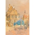 thumbnail image 2 of Franz Kopallik 11x14 Black Ornate Wood Framed Double Matted Museum Art Print Titled: A Corner of a Street with a Lilac Bush and the Statue of a Madonna, 2 of 5