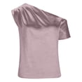 thumbnail image 4 of Afdoent Womens Tops Solid Color Sleeveless Shirt With Irregular Shoulders One Neck Pullover Fashion Casual Blouses, 4 of 5