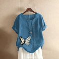 thumbnail image 1 of Ropa de calle de lino y algodón para mujer, Tops Y2k, camiseta Vintage de moda, camisas casuales para mujer, ropa elegante, camisetas, 1 of 4
