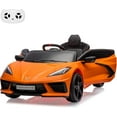 thumbnail image 3 of OUYAWEI 12V Ride On Sports Corvette Electric Car Remote Control LED Lights Music Orange Boys Girls, 3 of 7