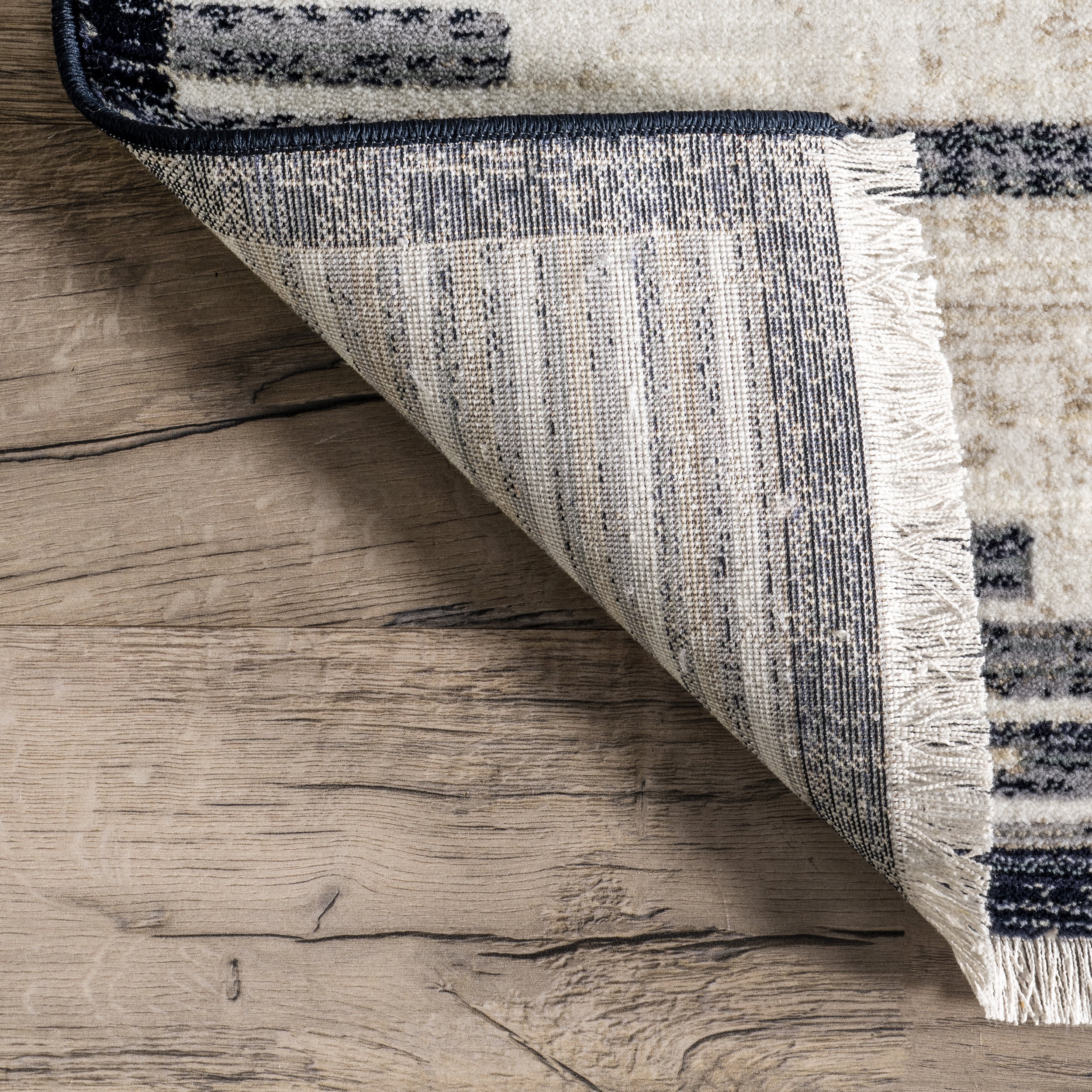 nuLOOM Delfina Striped Moroccan Fringe Area Rug, 5' x 7' 10", Beige
