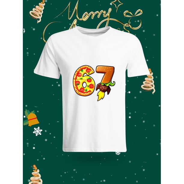 Funny 67 Number Christmas Element Printed Unisex T-Shirt Fashion Casual Top with Festive Atmosphere