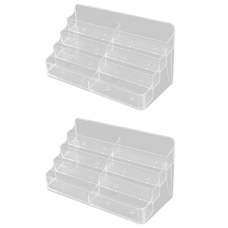 2X Business Card Holder,8 Pocket Acrylic Business Card Holder for Desk