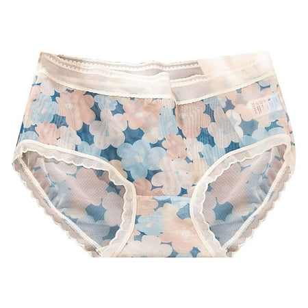 

ZRBYWB Womens Underwear Ladies Lace Trim Panties Mid Waist Briefs Double Crotch Panties