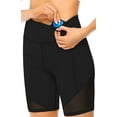 thumbnail image 3 of Mesh High Waist Power Flex Biker Shorts With Side Pockets, 3 of 5