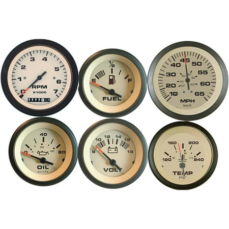 - Sierra 69704P Sahara Series Black and Tan Inboard/Outboard 6 Set with Tachometer/Hourmeter, Speedometer, Voltmeter, Fuel, Water Temperature and Oil Pressure Gauges