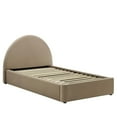thumbnail image 3 of Platform Bed Frame, Twin Size, Taupe Gray, Velvet, Bedroom, Modern Contemporary Boutique HB36780, 3 of 9