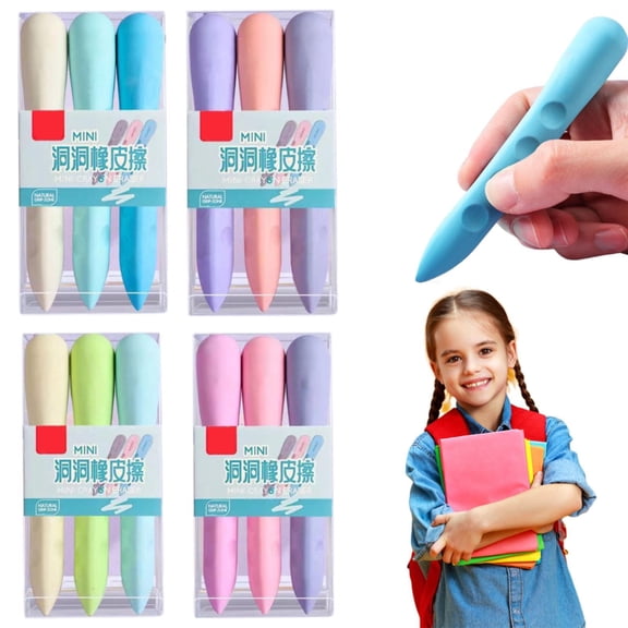 CoreLiving Eraser Pen Dustless Precision Pencil Erasers for Office Supplies Artists Sketching, Hole Traceless Correction, 3 Count
