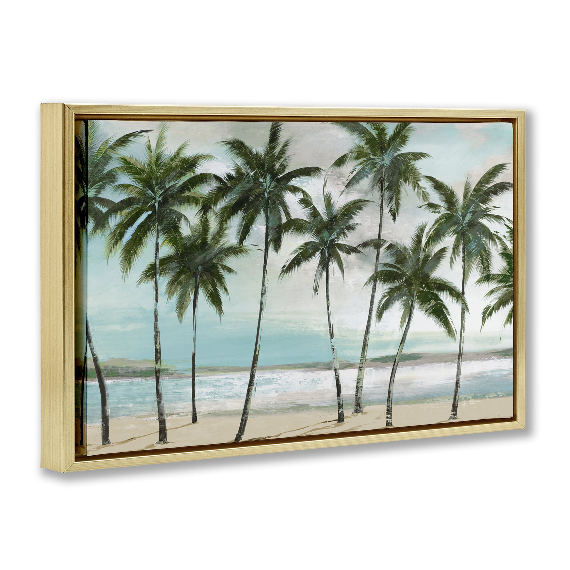 Stupell Industries Palms in A Row Coastal Gold Framed Floater Canvas Wall Art, design by Lorenzo Collective