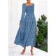 thumbnail image 5 of Vestido PRETTYGARDEN 2025 Floral de Manga Larga con Fruncido Azul Talla L, 5 of 8