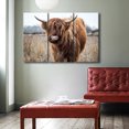 thumbnail image 3 of TISHIRON 3PCS Framed Canvas Wall Art Set,60"x40" Brown Scottish Highland Bull Canvas Art Decor, 3 of 6