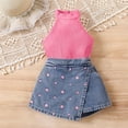 thumbnail image 4 of Amidoa Girls 2 Piece Outfits Summer Clothes Tank Top Floral Print Sleeveless Solid Color Cute T-Shirt and Casual Shorts Kids Clothing Sets Hot Pink Size 4T, 4 of 9