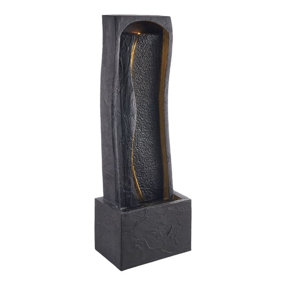 Outdoor Water Fountain 38.58in, Tiered Waterfall Fountain with LED, Rock Base Fountain for Garden Patio Backyard Indoor Use