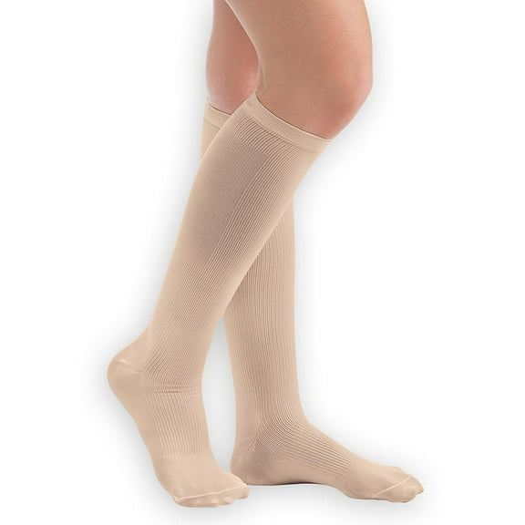 Collections Etc Men's Compression Socks, Firm 20-30 mmHg Tan Large, Tan, Large - Made in The USA