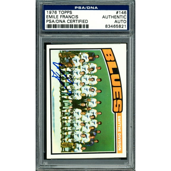 Emile Francis Autographed 1976-77 Topps Card #146 St. Louis Blues PSA/DNA #83465821