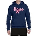thumbnail image 2 of Wild Bobby, Hope Pink Ribbon Support Brave Fight, Breast Cancer Awareness, Unisex Graphic Hoodie Sweatshirt, Navy, Medium, 2 of 5