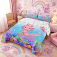 thumbnail image 3 of Meiyoeat Cartoon Sea Salamander Full Size Comforter Sets 3-Piece, Cartoon Ocean Animal Bedding Comforter Set, Pink Blue, 3 of 6
