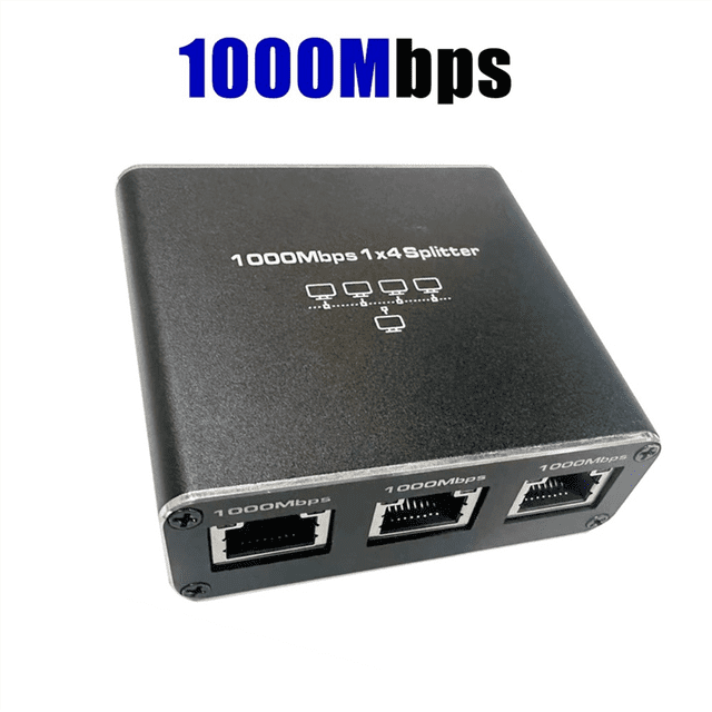 Gigabit Ethernet Splitter 1 in 4 Out 1000Mbps Internet Cable Splitter 1 to 4 RJ45 Network Splitter for Cat5/6/7