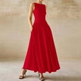 thumbnail image 4 of Htigea Summer Maxi Dresses for Women 2025 Sleeveless Casual Ruched High Waisted Tank Long Sundress Flowy Beach Dress Red,XL, 4 of 9