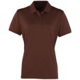 thumbnail image 1 of Premier- Polo de manga corta Coolchecker para mujer (Marrón), 1 of 2
