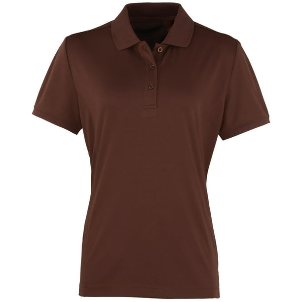 Premier- Polo de manga corta Coolchecker para mujer (Marrón)