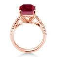 thumbnail image 3 of Gem Stone King 18K Rose Gold Plated Silver Red Created Ruby and White Created Sapphire Ring for Women (4.06 Cttw, Available in Size 5, 6, 7, 8, 9), 3 of 6